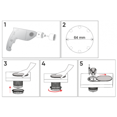 Gniazdo meblowe Ø6cm wpuszczane w blat z przesuwną pokrywką ładowarką USB i przewodem 1,9m, 1x2P+Z (OR-GM-9042/G)